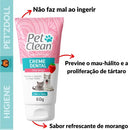 Kit Higiene Bucal Pet Creme Dental Spray Bucal e Escova Sabor Morango