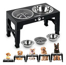 Comedouro e Bebedouro Elevado Linlight em Inox Ajustável Antiderrapante Preto