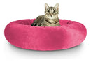 Caminha Pet Redonda de Pelúcia Macia para Cães e Gatos Rosa Aleplush