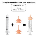 Kit com 2 Bicos Alimentadores e Seringa para Alimentação de Pets