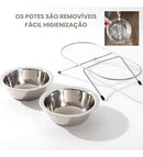 Kit 2 Comedouro e Bebedouro Pet Duplo em Inox para Cães e Gatos