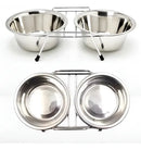 Kit 2 Comedouro e Bebedouro Pet Duplo em Inox para Cães e Gatos
