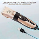 Kit Máquina de Tosa Pet Silenciosa para Cães e Gatos Grande e Pequeno Bivolt Dourada