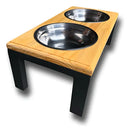 Comedouro Elevado em Madeira Duplo com Tigelas Inox 580ml para Pets