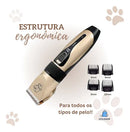 Kit Máquina de Tosa Pet Profissional para Cães e Gatos Bivolt Dourado Escuro