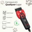 Máquina de Tosa Pet Profissional Sem Fio Recarregável Bivolt Preto e Vermelho