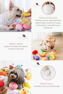 Kit 4 Brinquedos de Pelúcia Ursinho com Som para Cães e Gatos Cor Rosa