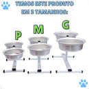 Comedouro Duplo Elevado Regulável Premium Branco Tamanho M