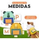 Coleira Peitoral Pet com Mochila Porta Saquinho Higiênico para Passeios