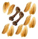 Kit 10 Mordedores Naturais Orelha Bovina com 2 Ossos Fêmur para Pets