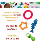 Kit 12 Brinquedos Mordedores Pet de Borracha Atóxica para Cães e Gatos