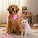 Kit Bandanas e Laços Pet Outubro Rosa Tamanho M Acessórios Temáticos