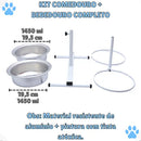 Comedouro Duplo Elevado Regulável Premium Branco Tamanho M