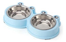 Comedouro e Bebedouro Pet Duplo em Inox para Cães e Gatos Sapinho Azul