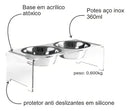 Comedouro Pet Elevado em Acrílico com 2 Tigelas Inox para Cães e Gatos