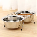 Kit 2 Comedouro e Bebedouro Pet Duplo em Inox para Cães e Gatos