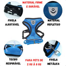 Peitoral Colete Refletivo com Guia para Cachorro Tamanho G Azul