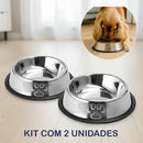 Kit com 2 Comedouros Pet em Inox 550ml para Cães de Porte Médio