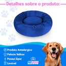 Caminha Pet Redonda de Pelúcia Confortável para Cachorros e Gatos Azul Bic