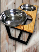 Comedouro Pet Elevado com 2 Tigelas Inox Tamanho G Cor Madeira