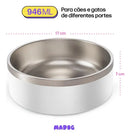 Comedouro Pet Madog em Inox Antiderrapante 1L Branco para Ração e Água