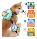 Coleira Peitoral Pet com Mochila Porta Saquinho para Passeio Tamanho P Laranja