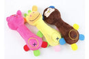 Kit 3 Brinquedos de Pelúcia Pet para Cães e Gatos Girafa Porco e Macaco
