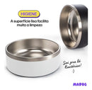 Comedouro Pet Madog em Inox Antiderrapante 1L Branco para Ração e Água
