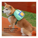 Coleira Peitoral Pet com Mochila Porta Saquinho para Passeio Tamanho P Laranja