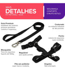 Peitoral com Guia Basic Pet para Cachorro Tamanho Pequeno Preto