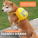 Coleira Peitoral Pet com Mochila Porta Saquinho Higiênico para Passeios
