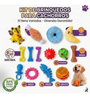 Kit 10 Brinquedos para Filhotes Mix Mordedor Pelúcia com Apito Pequeno
