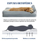 Cama Pet Grande Ortopédica com Suporte Cervical e Base Impermeável 91x68x16.5