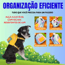 Coleira Peitoral Pet com Mochila Porta Saquinho para Passeio Tamanho P Laranja