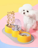 Comedouro e Bebedouro Automático Elevado Pet para Cães e Gatos Cor Amarelo