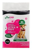 Tapete Higiênico Petlike Ultra Pads com Carvão Ativado 80x60cm 30 Unidades