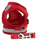 Peitoral Refletivo com Guia para Cachorros e Gatos Vermelho Pata Tamanho M