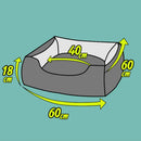 Kit Cama Pet Completa 60x60 com Manta e Almofada para Cachorro e Gato Marrom Patinhas