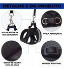 Peitoral Colete Refletivo com Guia para Cachorro Tamanho G Preto