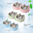 Comedouro e Bebedouro Pet Duplo em Inox para Cães e Gatos Sapinho Azul