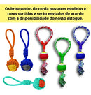 Kit Brinquedos de Corda Pet com Puxador e Osso Antiestresse para Cães