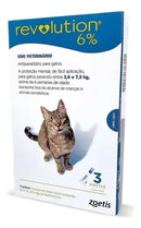 Revolution Zoetis 6% Para Gatos de 2,6 a 7,5kg 3 Pipetas 0,75ml