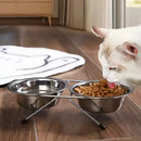 Kit 2 Comedouro e Bebedouro Pet Duplo em Inox para Cães e Gatos