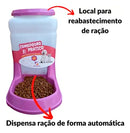 Kit Comedouro e Bebedouro Automático Pet 3L Pequeno Cor Rosa