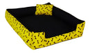 Cama para Cachorro Grande Retangular 70x80 Conforto Premium Amarela e Preta