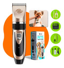 Kit Máquina de Tosa Pet Silenciosa Sem Fio Recarregável USB para Cães e Gatos Dourada