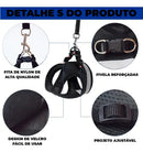Peitoral Ajustável com Guia Refletivo para Cães e Gatos Tamanho P Preto