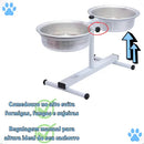 Comedouro Duplo Elevado Regulável Premium Branco Tamanho M