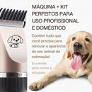 Kit Máquina de Tosa Pet Silenciosa para Cães e Gatos Grande e Pequeno Bivolt Dourada