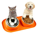 Comedouro e Bebedouro Pet Duplo em Inox para Cães e Gatos